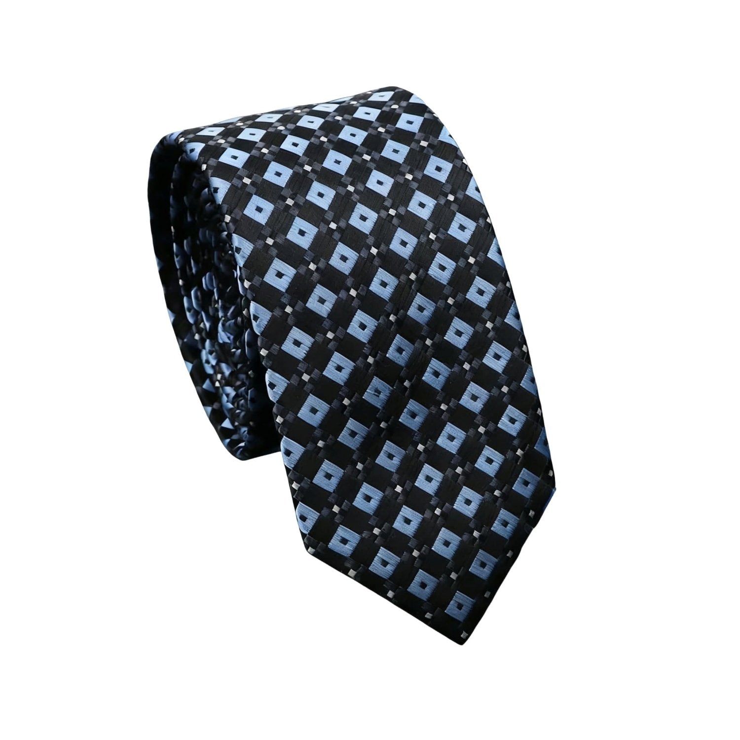 Black Necktie With Blue Squares