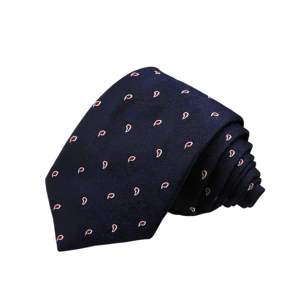 Navy Blue Red Paisley Necktie