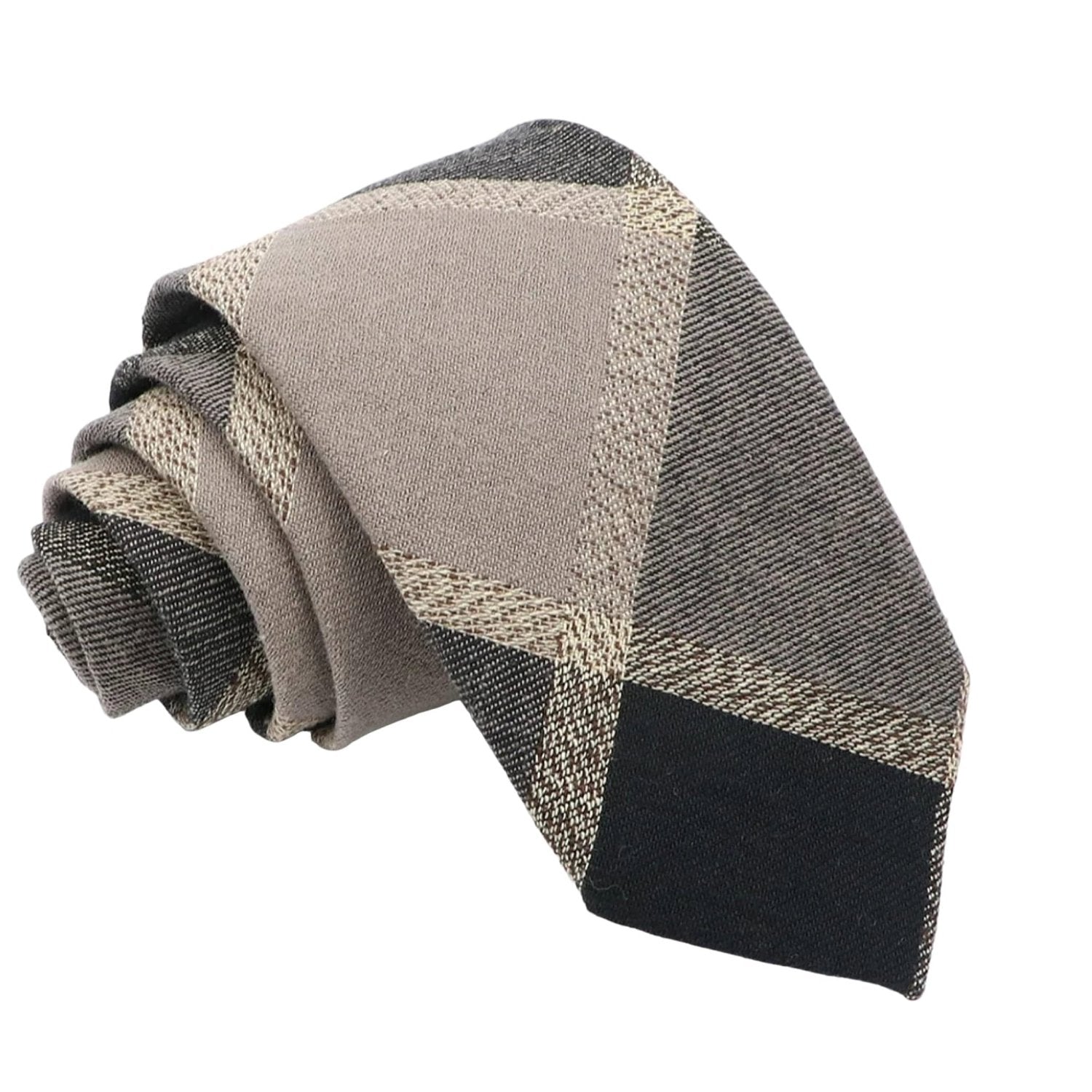 Light Gray With Dark Gray & Black Plaid Necktie