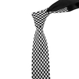 Black White Checkered Knitted Tie