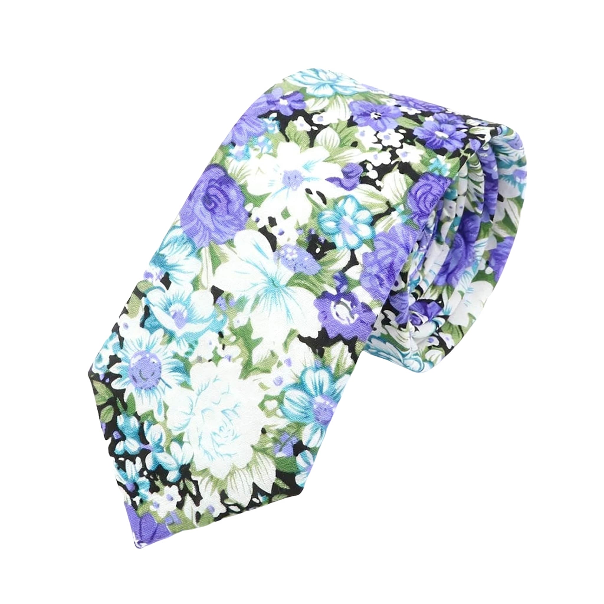 White Purple Floral Necktie