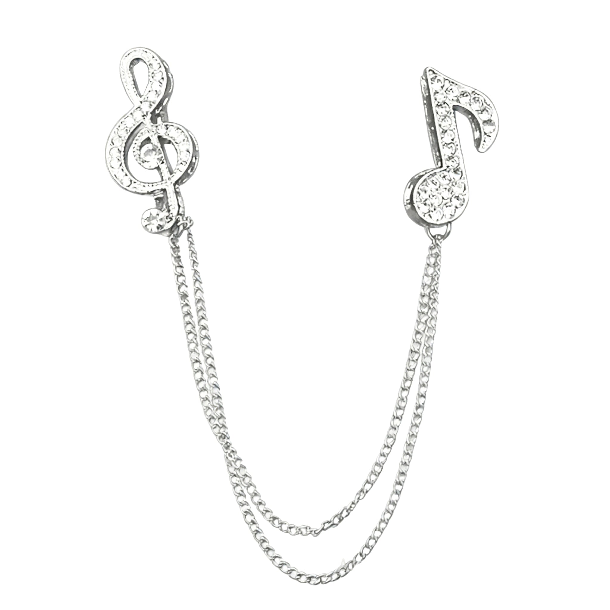 Silver White Musical Note Lapel Pin