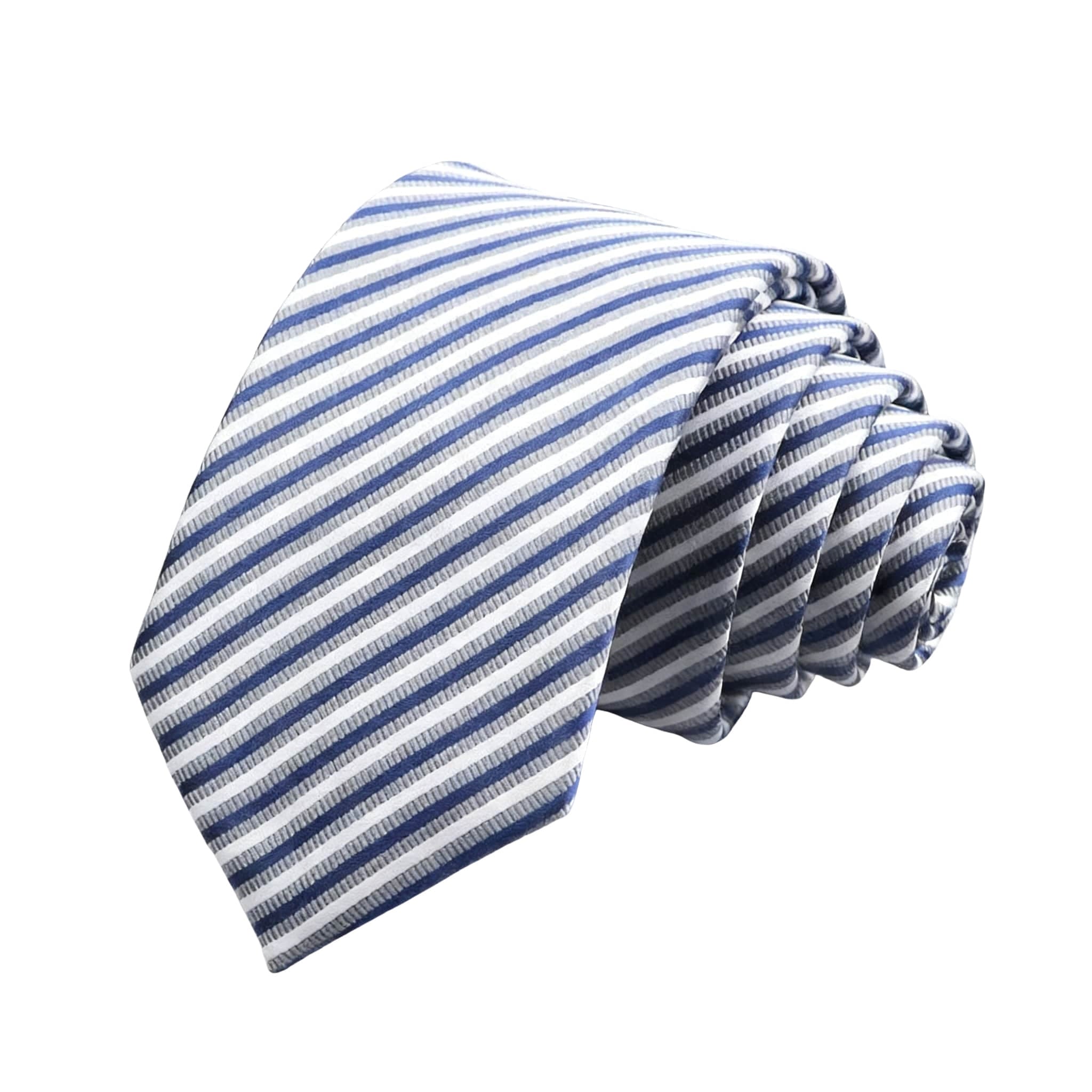 Blue White Striped Necktie