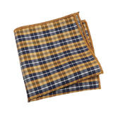 Gold Blue Plaid Pocket Square