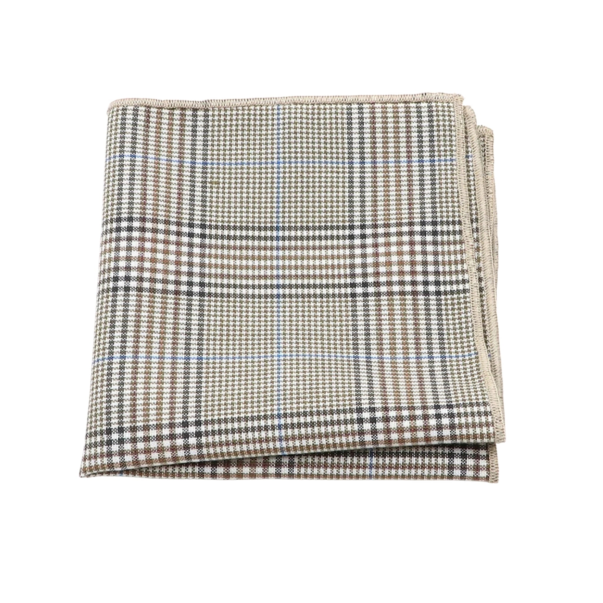Beige Brown Plaid Pocket Square