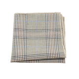 Beige Brown Plaid Pocket Square