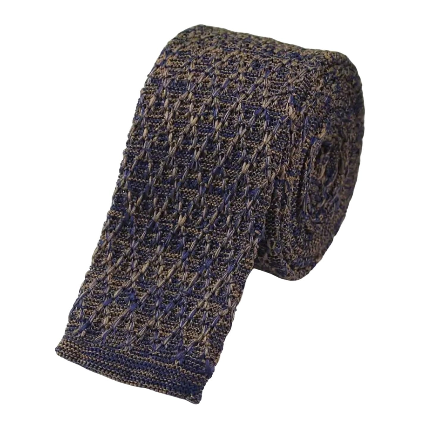 Navy With Brown Knitted Necktie