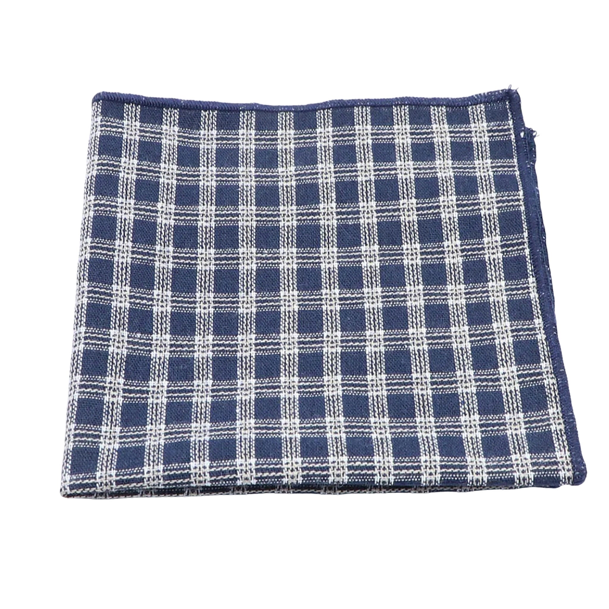 Navy Blue White Plaid Pocket Square