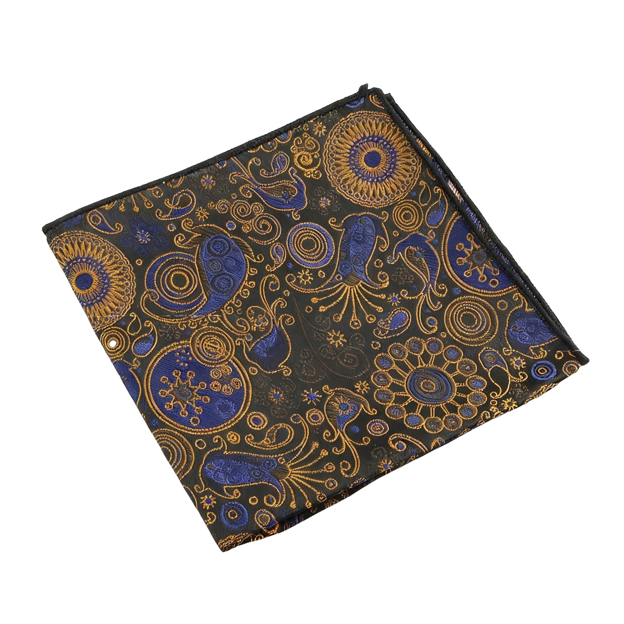 Black Blue Paisley Pocket Square