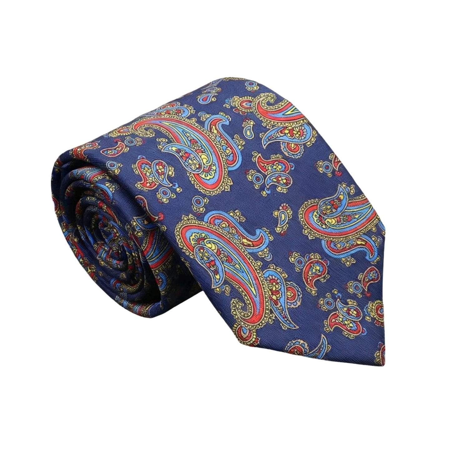 Navy Blue With Red Paisley Necktie
