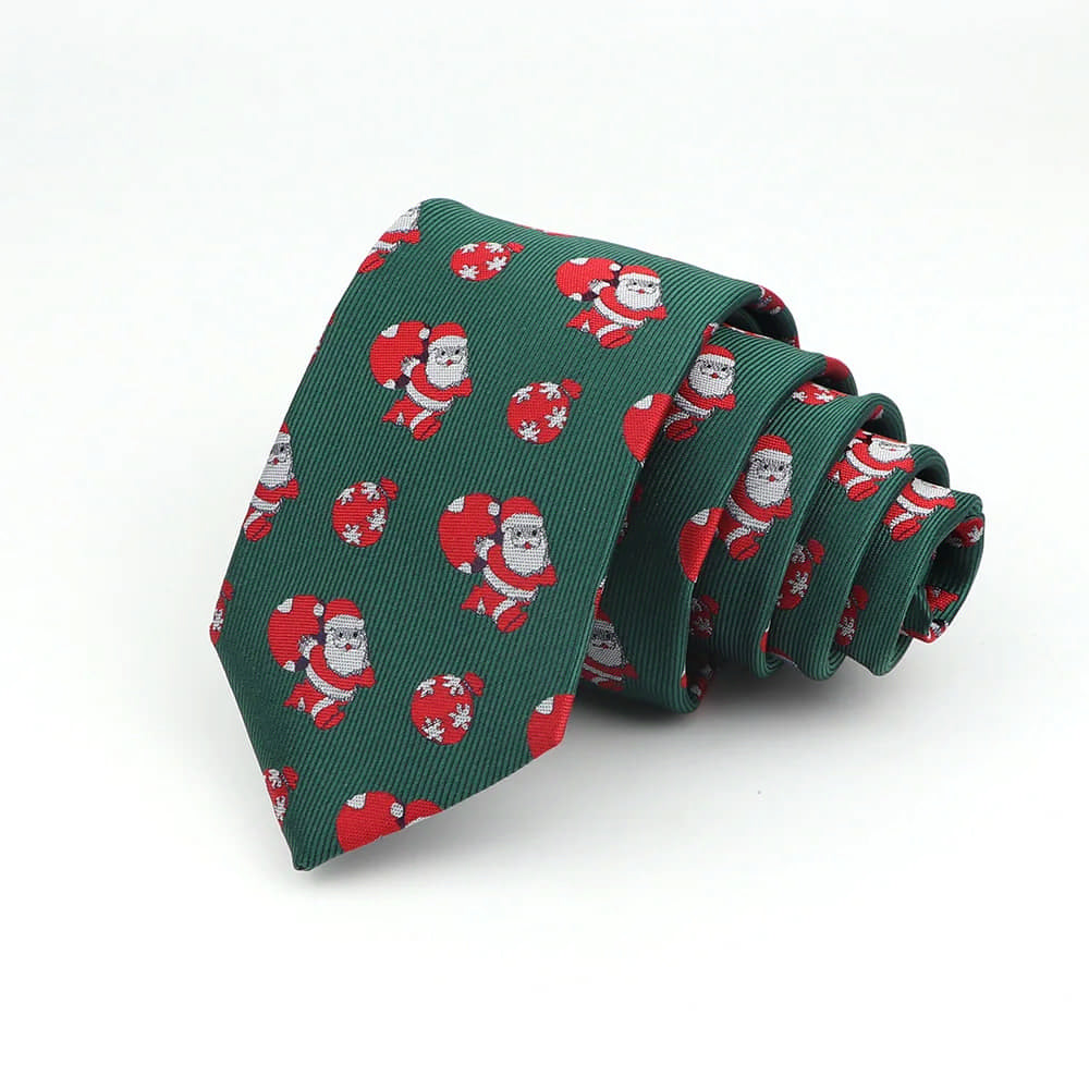 Green With Red Santa Claus Necktie
