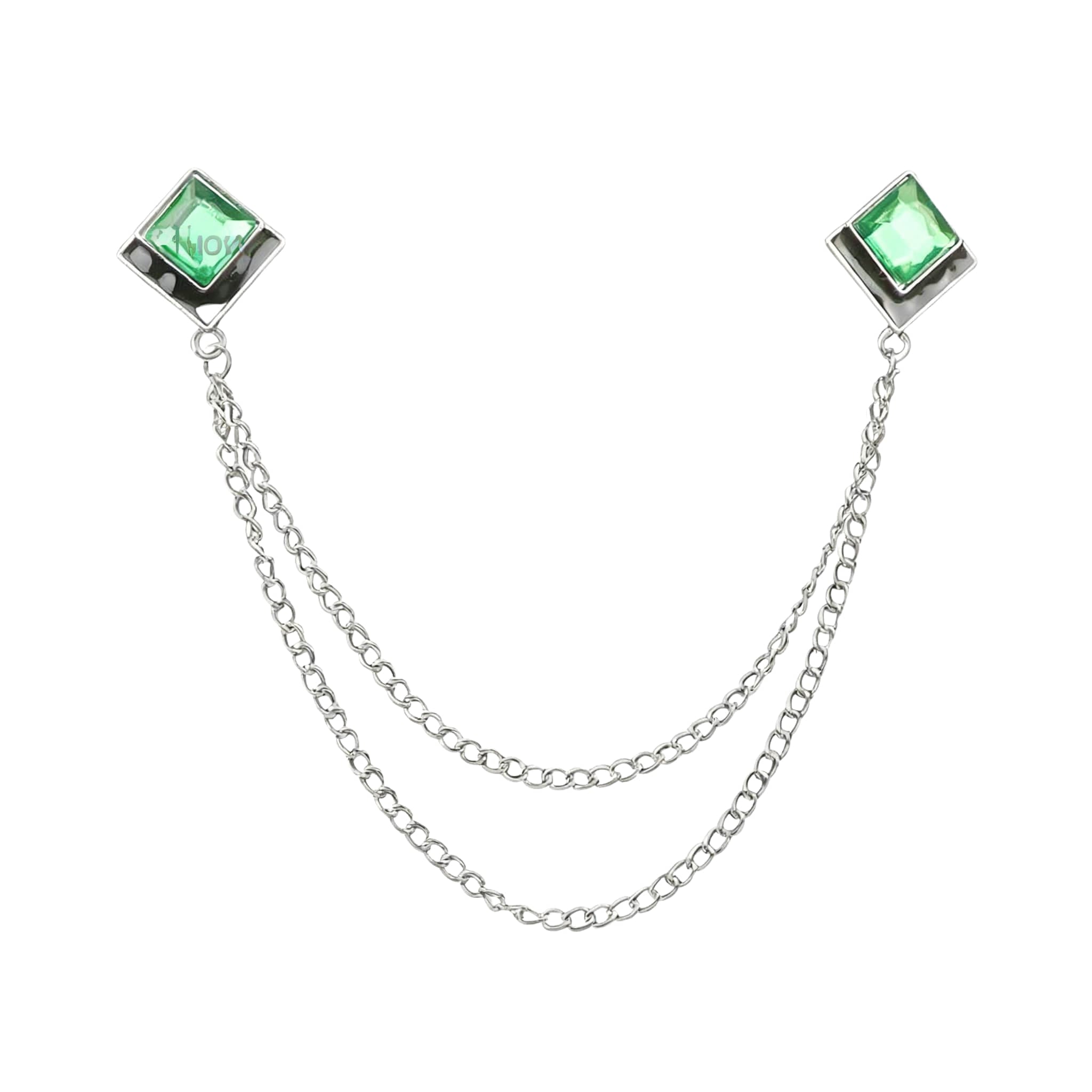 Silver Green Solid Lapel Pin