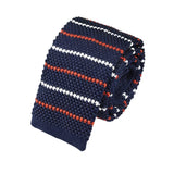 Navy White Orange Striped Knitted Tie