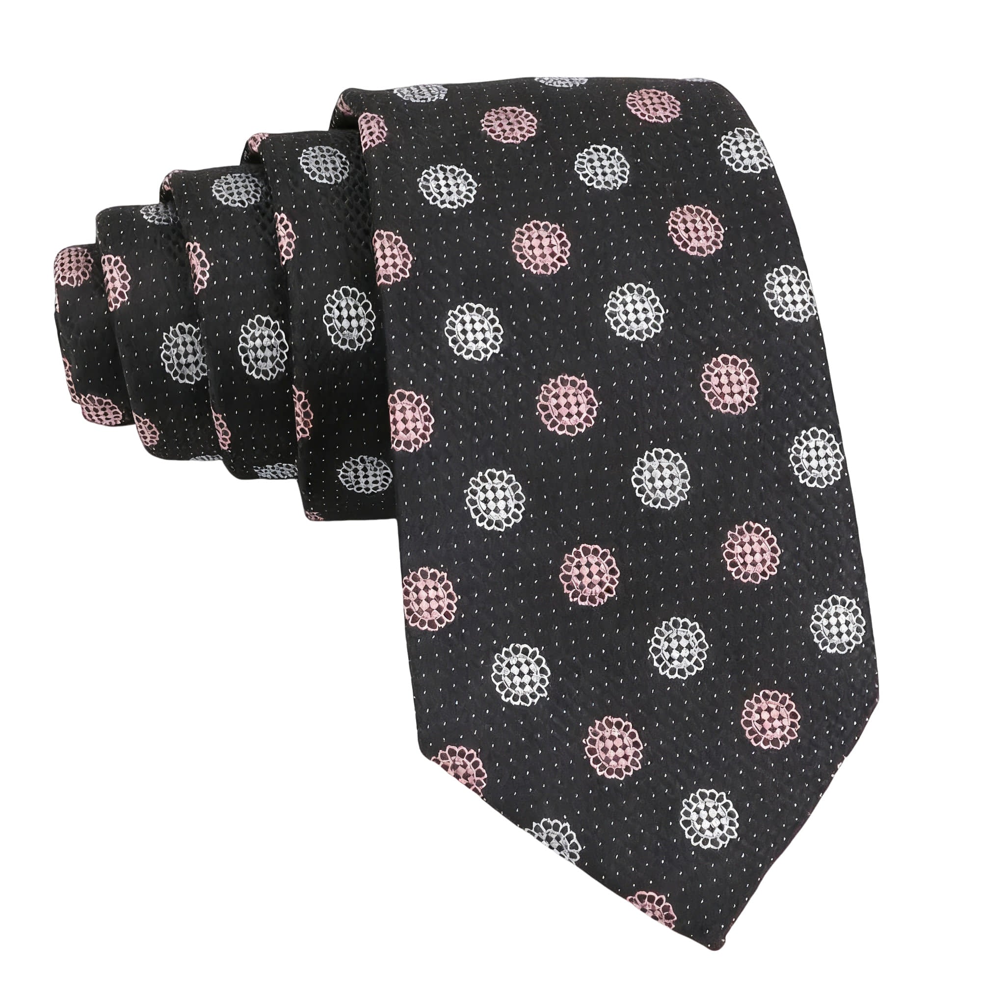 Black Pink Polka Dot Necktie