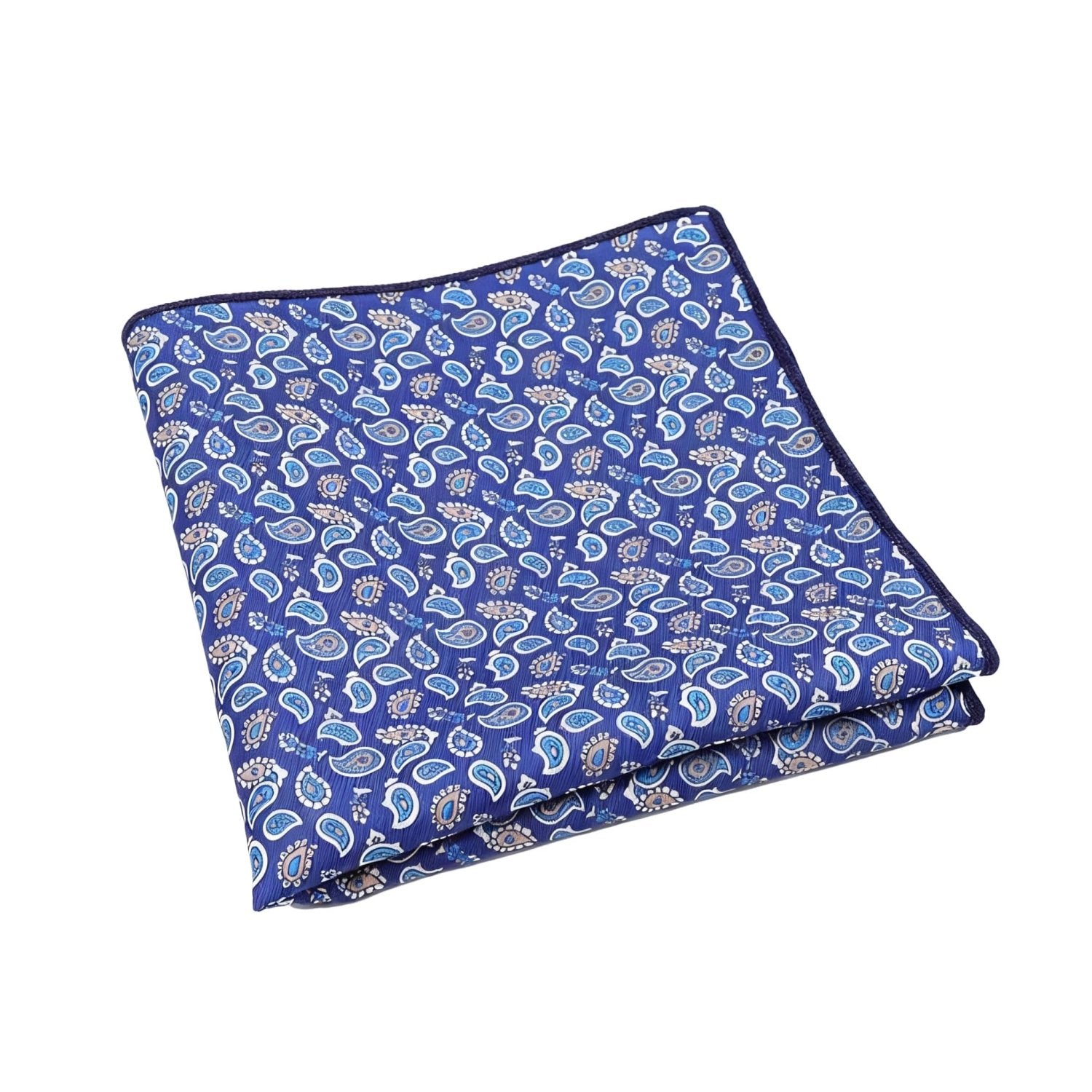 Blue With Blue Paisley Pocket Square