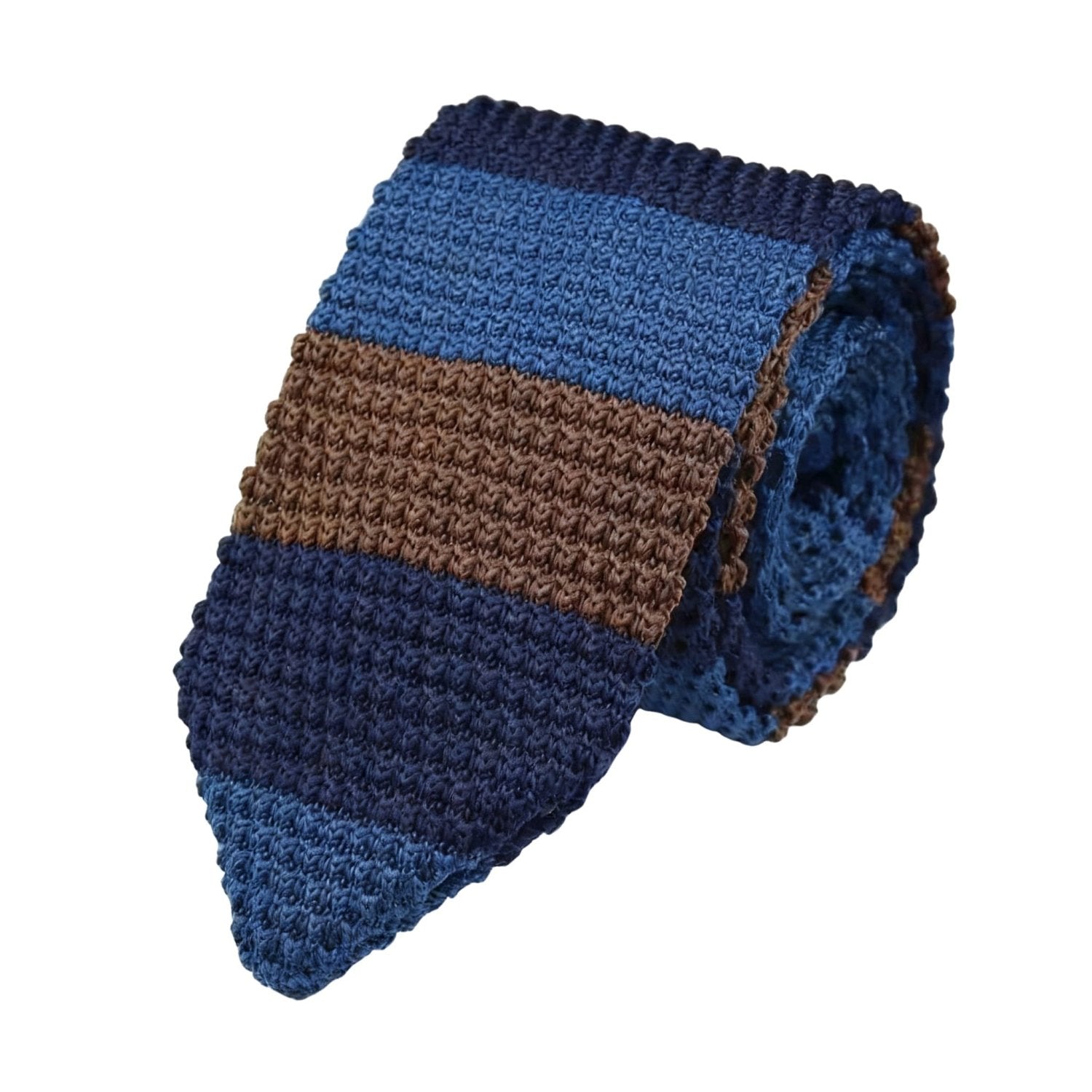 Blue With Brown Striped Necktie