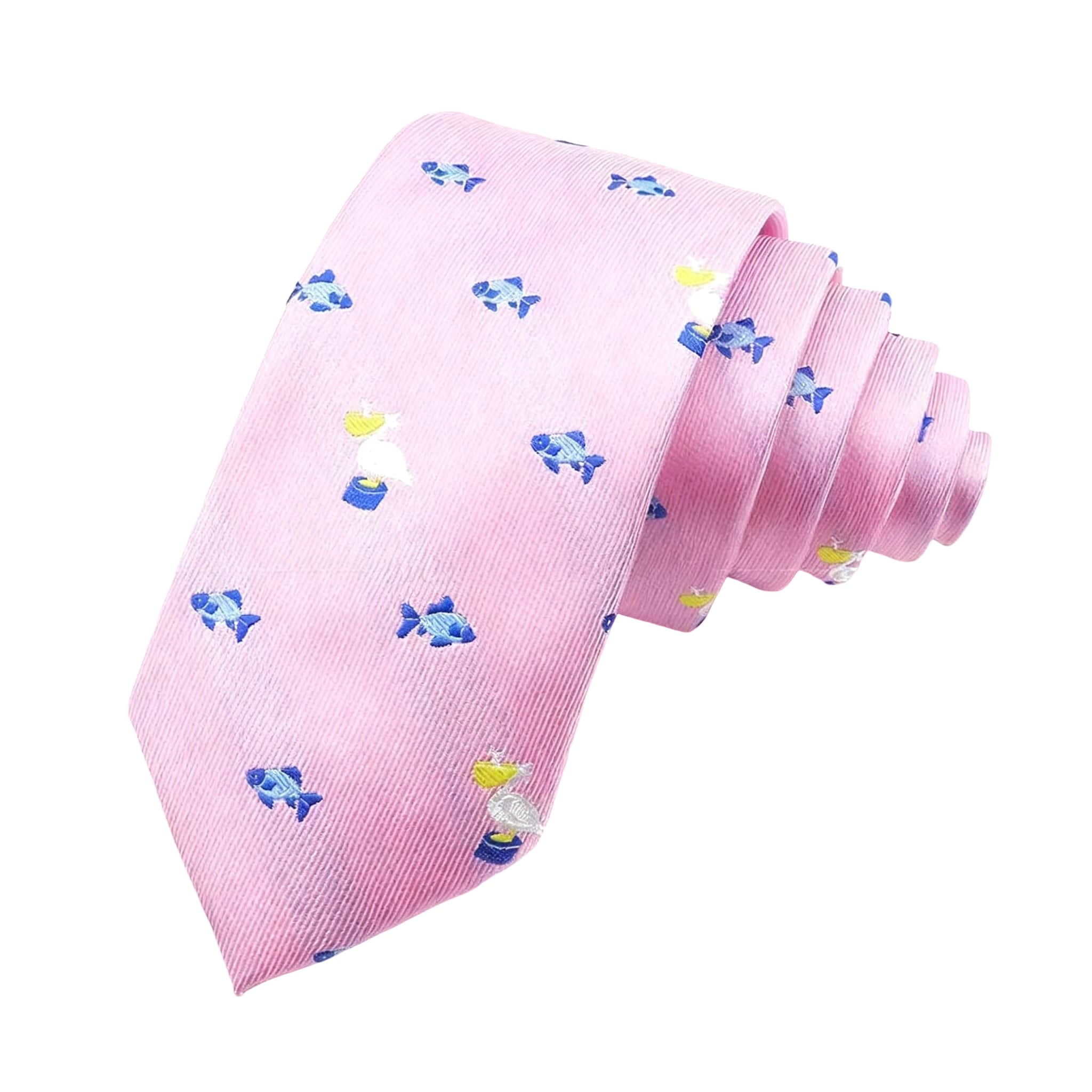 Pink Blue Pelican Necktie