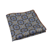 Charcoal Grey Lavender Geometric Floral Pocket Square