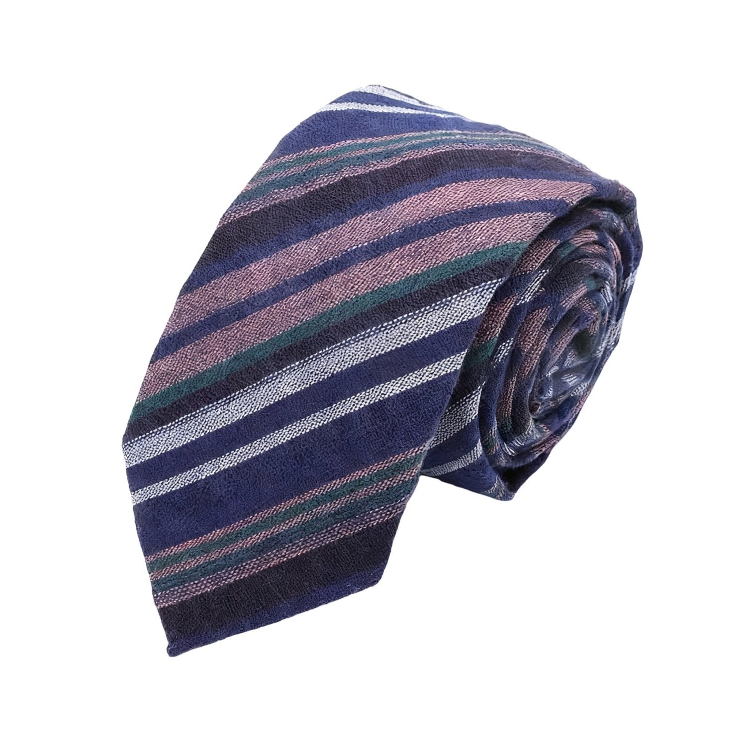 Dark Blue With Multicolor Striped Necktie