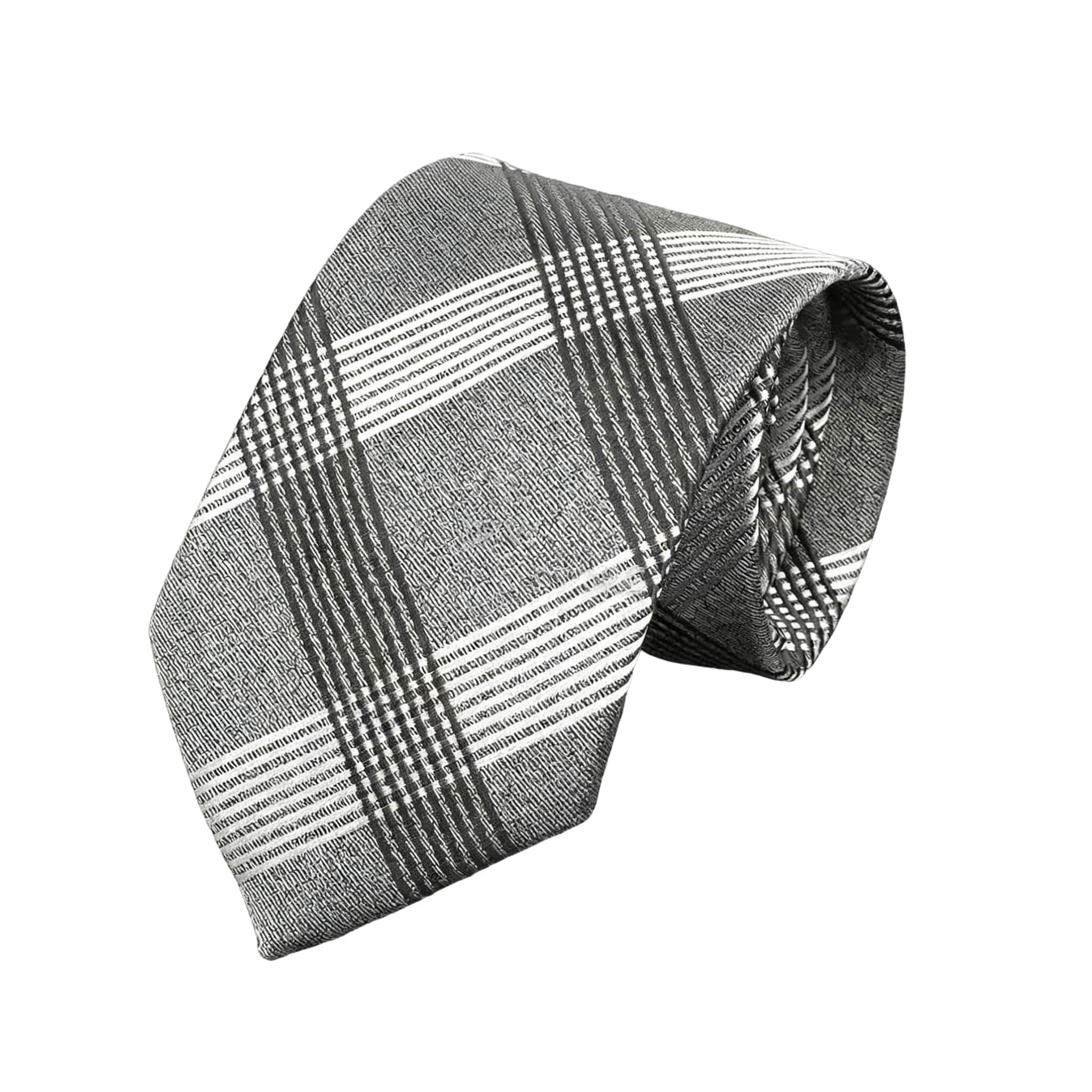 Gray Black Plaid Necktie
