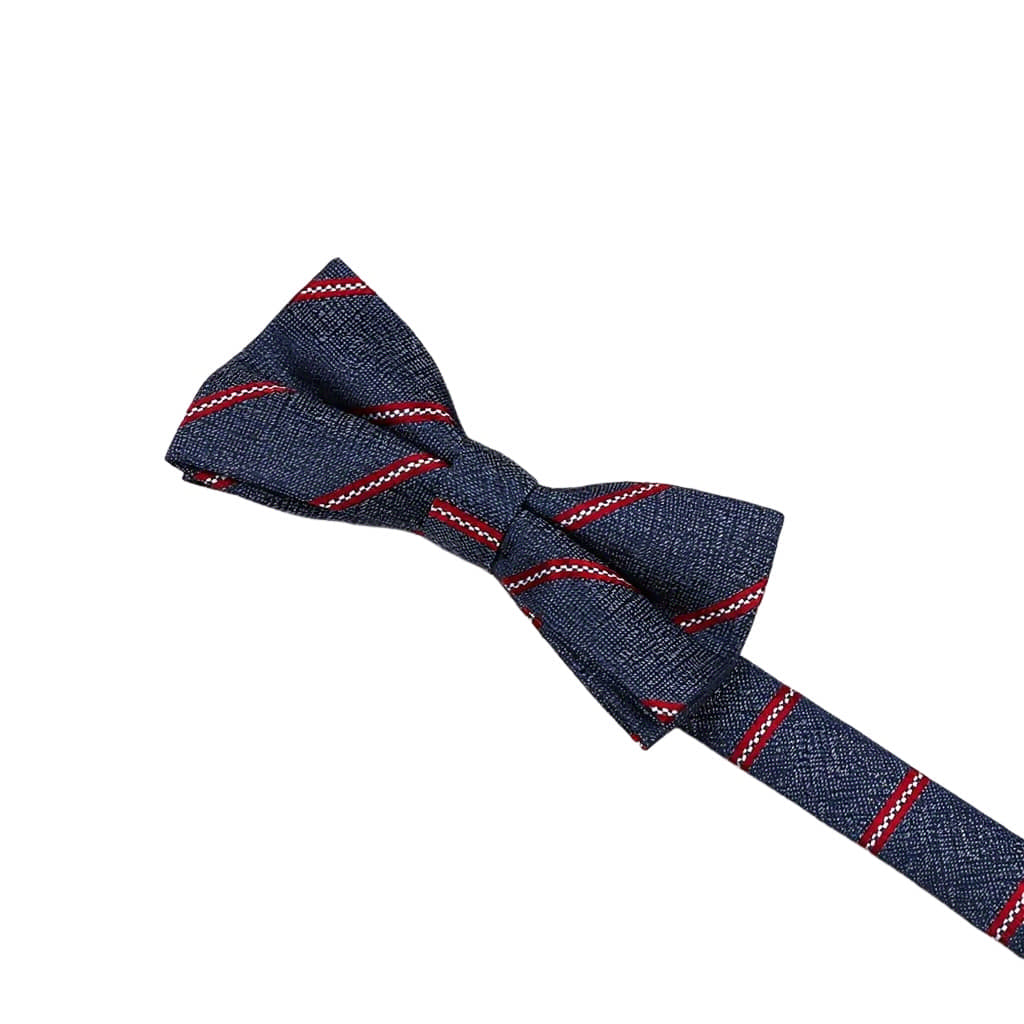 Navy Blue Red Striped Bowtie