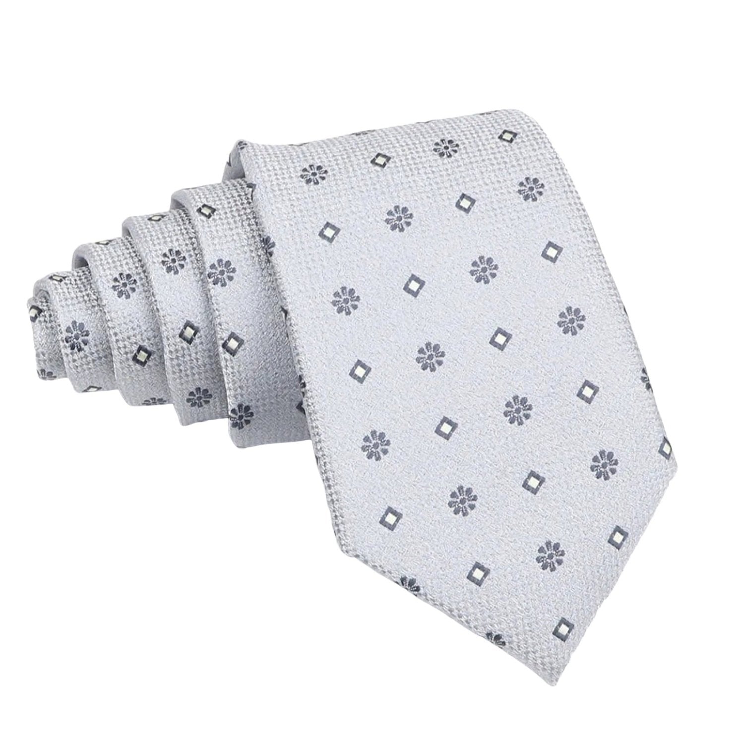 Light Gray With Gray Floral-Square Necktie