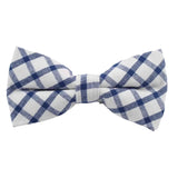 White Blue Plaid Bow Tie