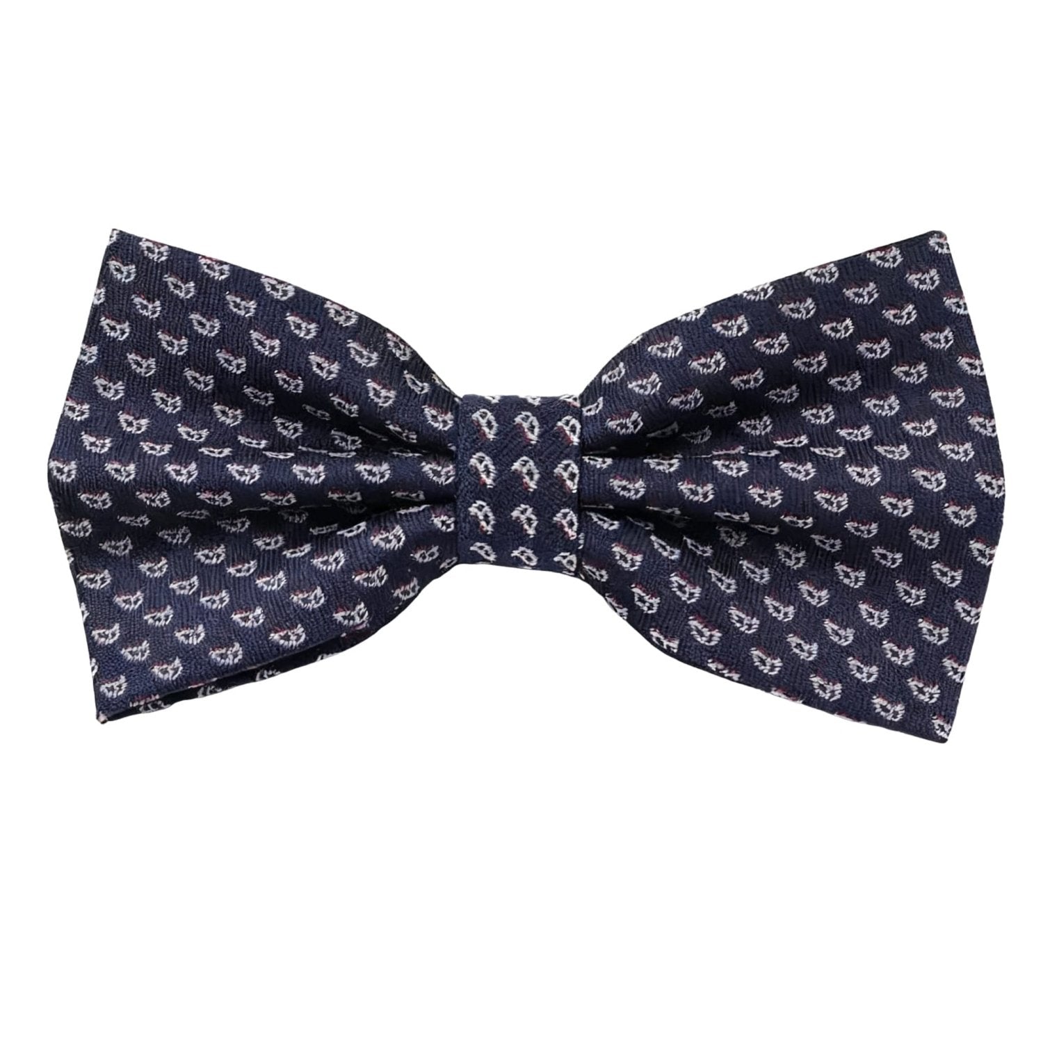 Navy Blue With White Red Motifs Bowtie