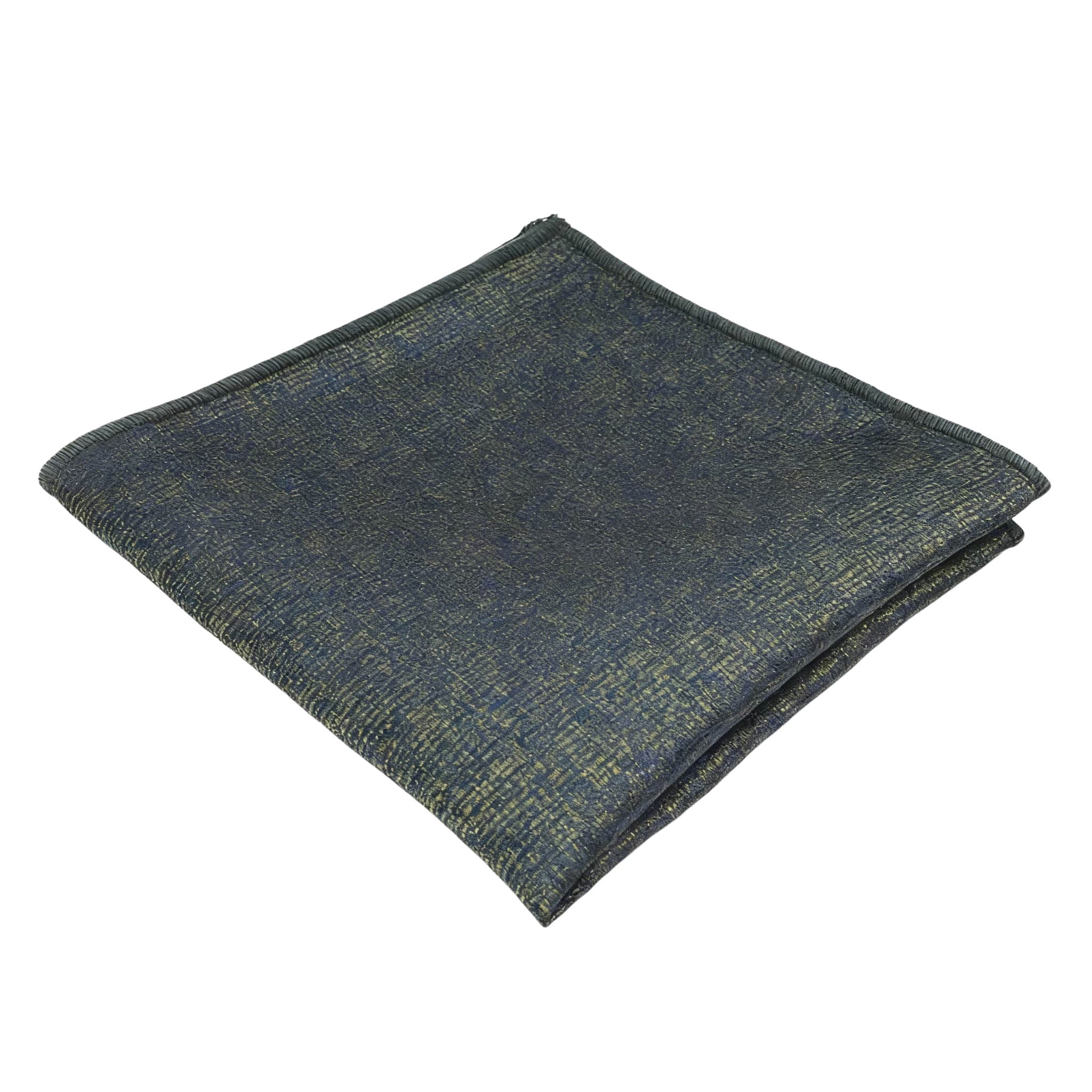 Navy Blue Green Textured Pocket Square