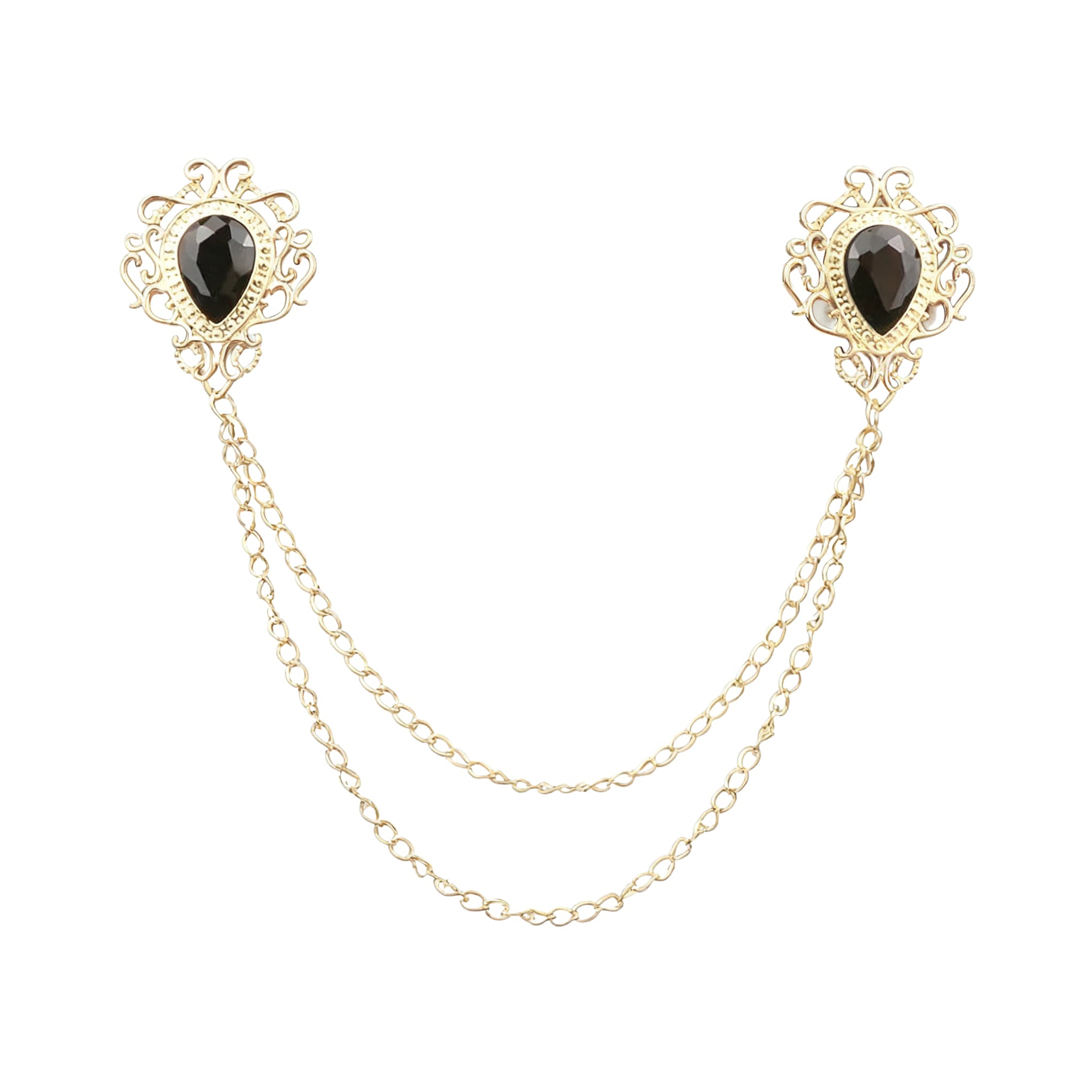 Gold Black Rhinestone Accessorie