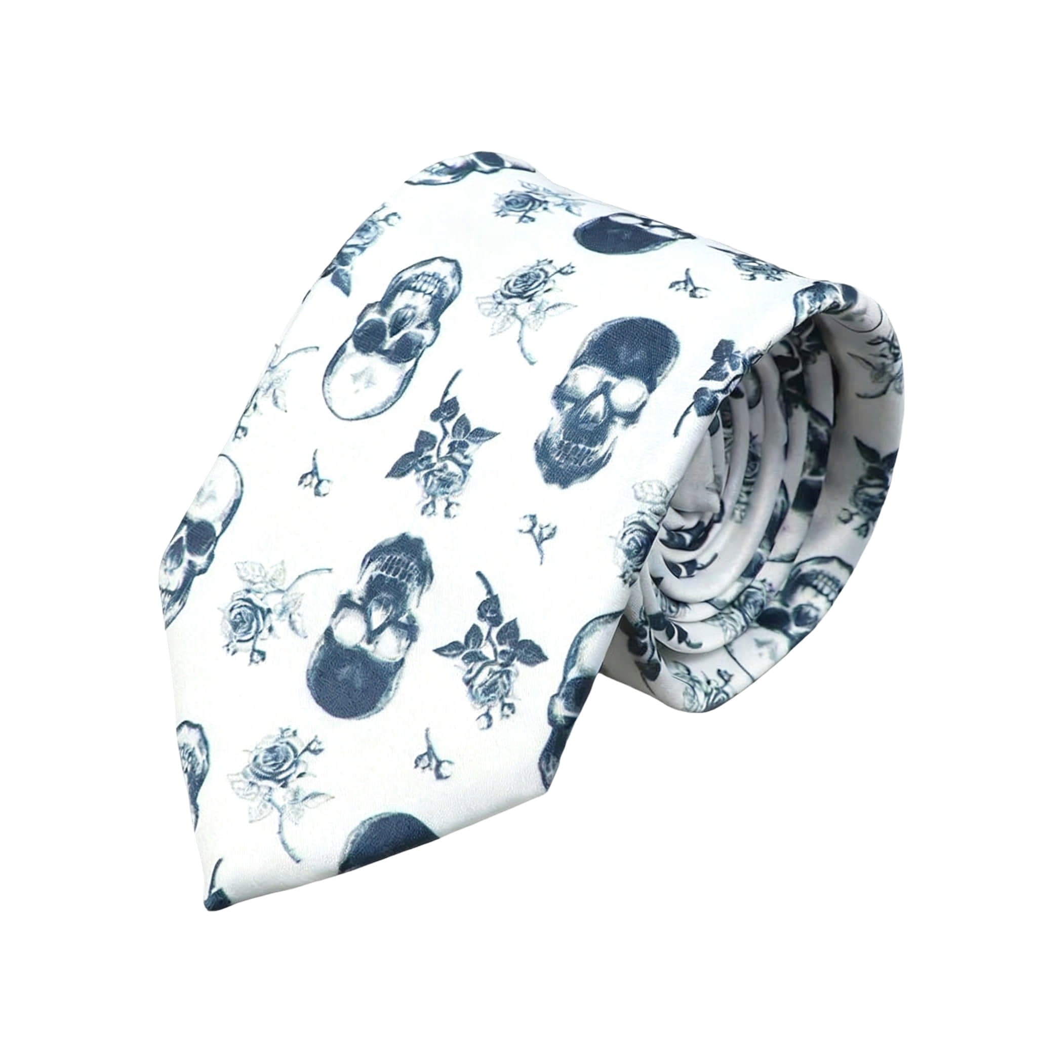 White Navy Skull Necktie