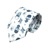 White Navy Skull Necktie