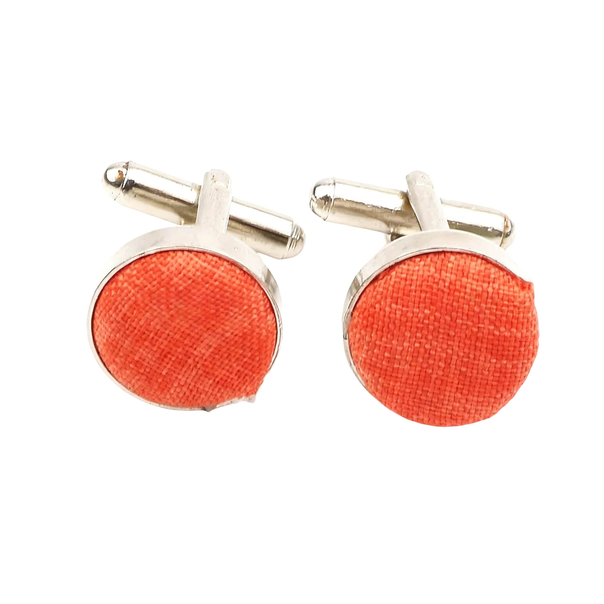 Silver Orange Solid Cufflink
