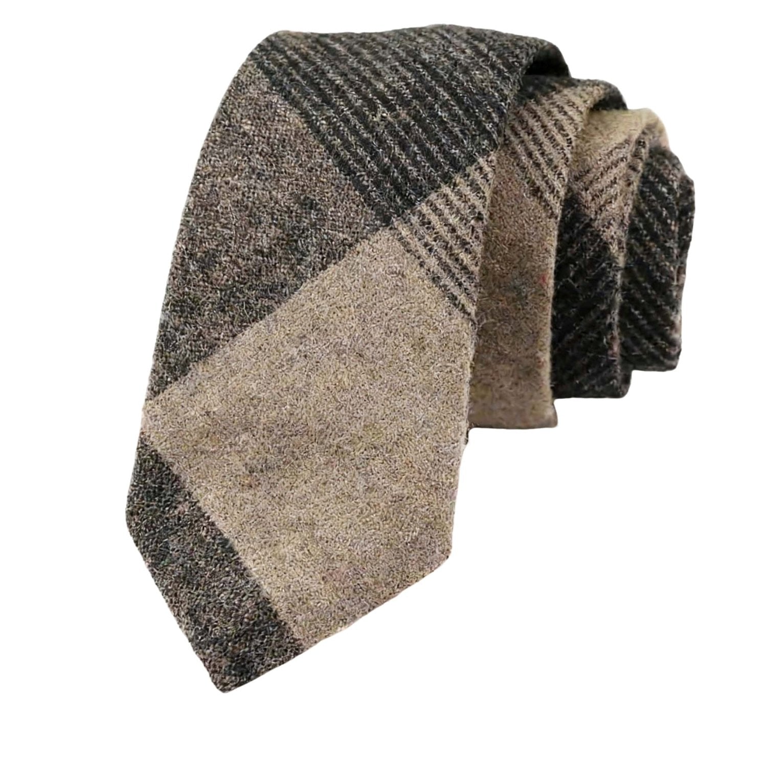 Brown With Brown Black Plaid Necktie