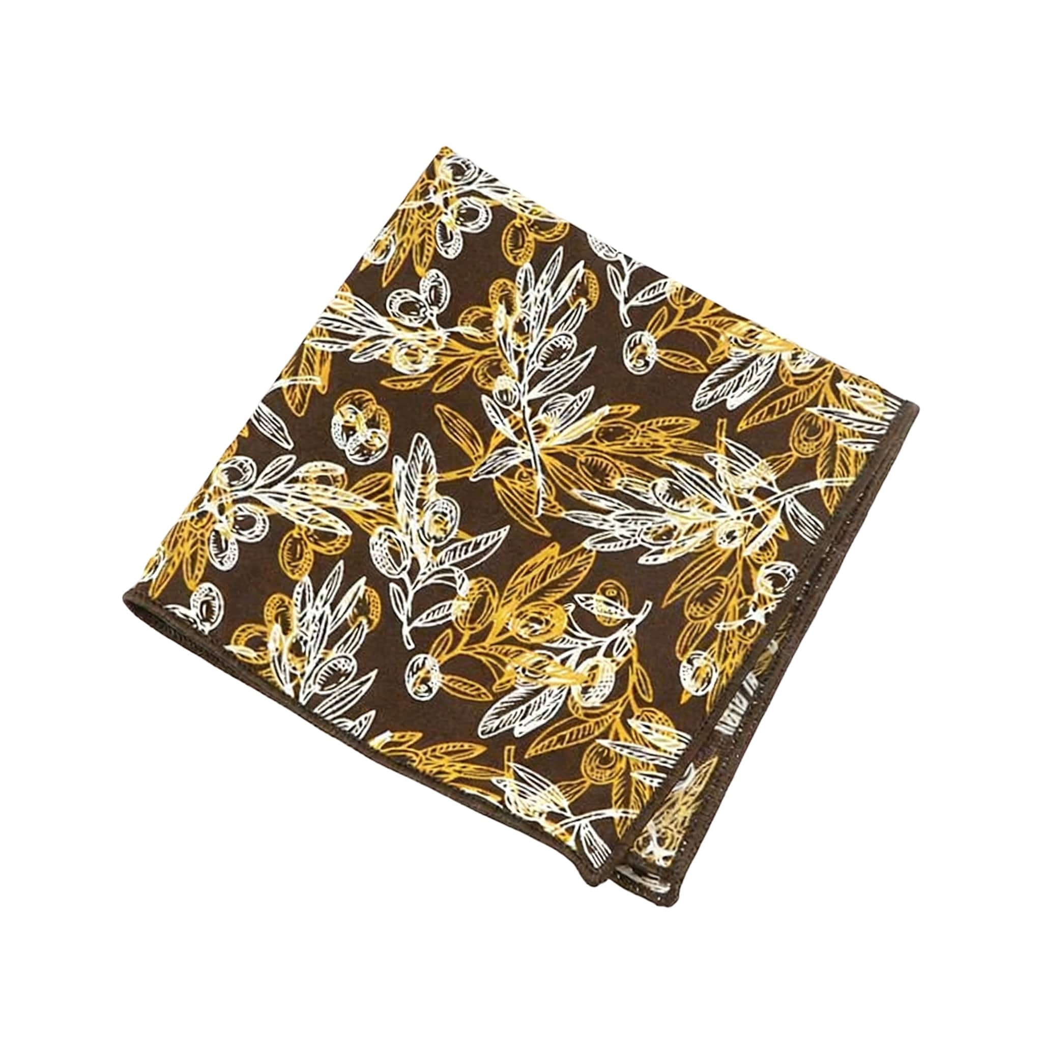 Brown Yellow Olive Pocket Square