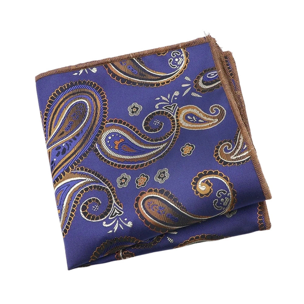 Purple Brown Paisley Pocket Square