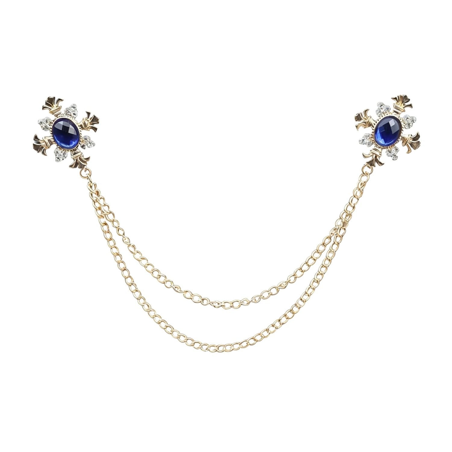 Gold With Blue White Gem Lapel pin