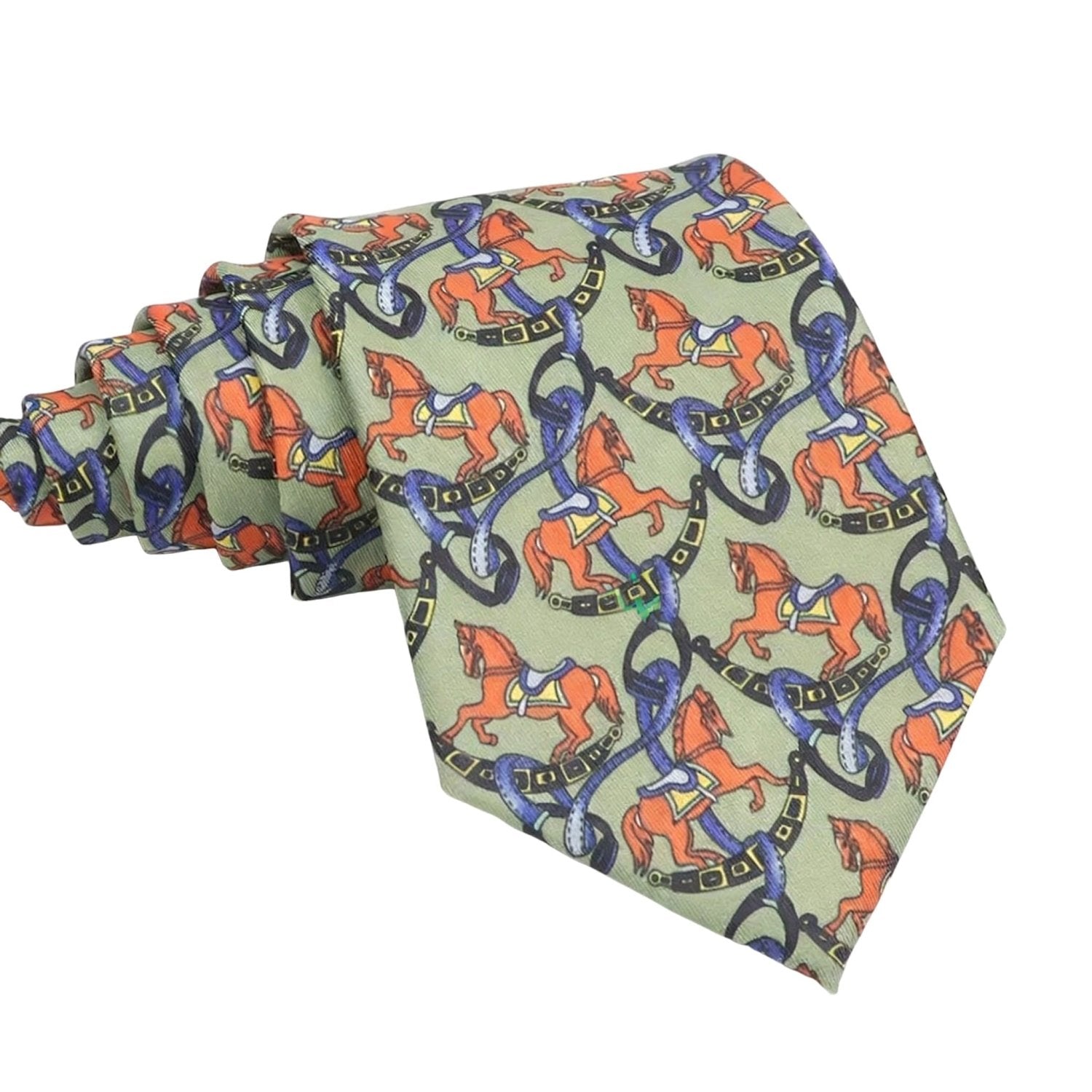 Green With Orange Horse Necktie
