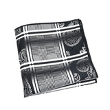 Black White Plaid Paisley Pocket Square