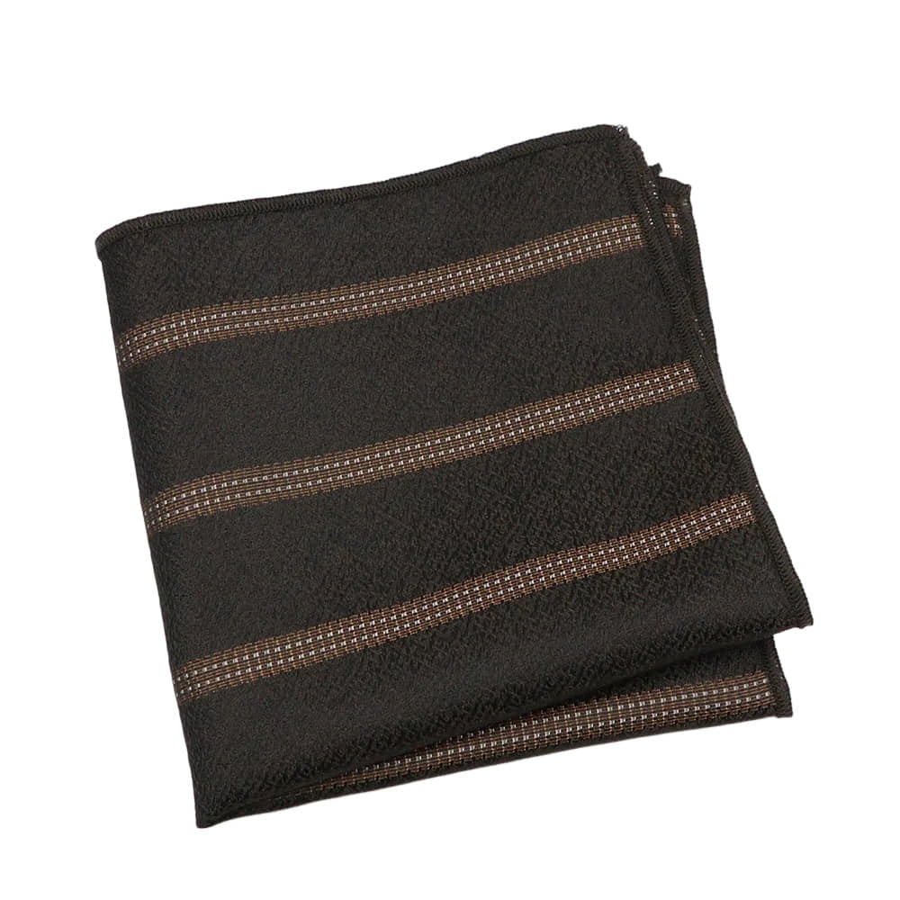 Black Brown Striped Pocket Square