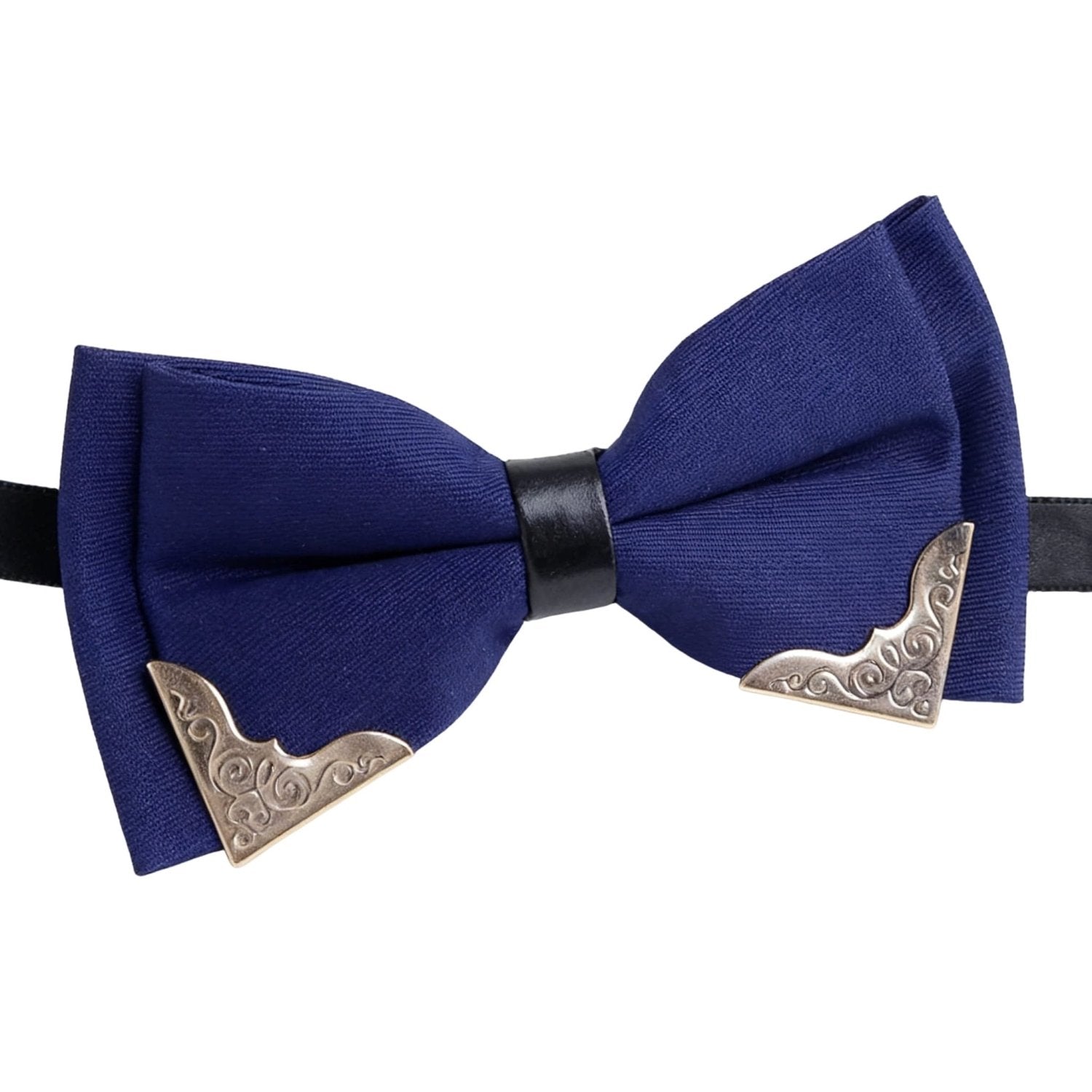 Navy Blue With Gold Scroll Bowtie
