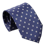 Navy Blue Silver Polka Dot Necktie