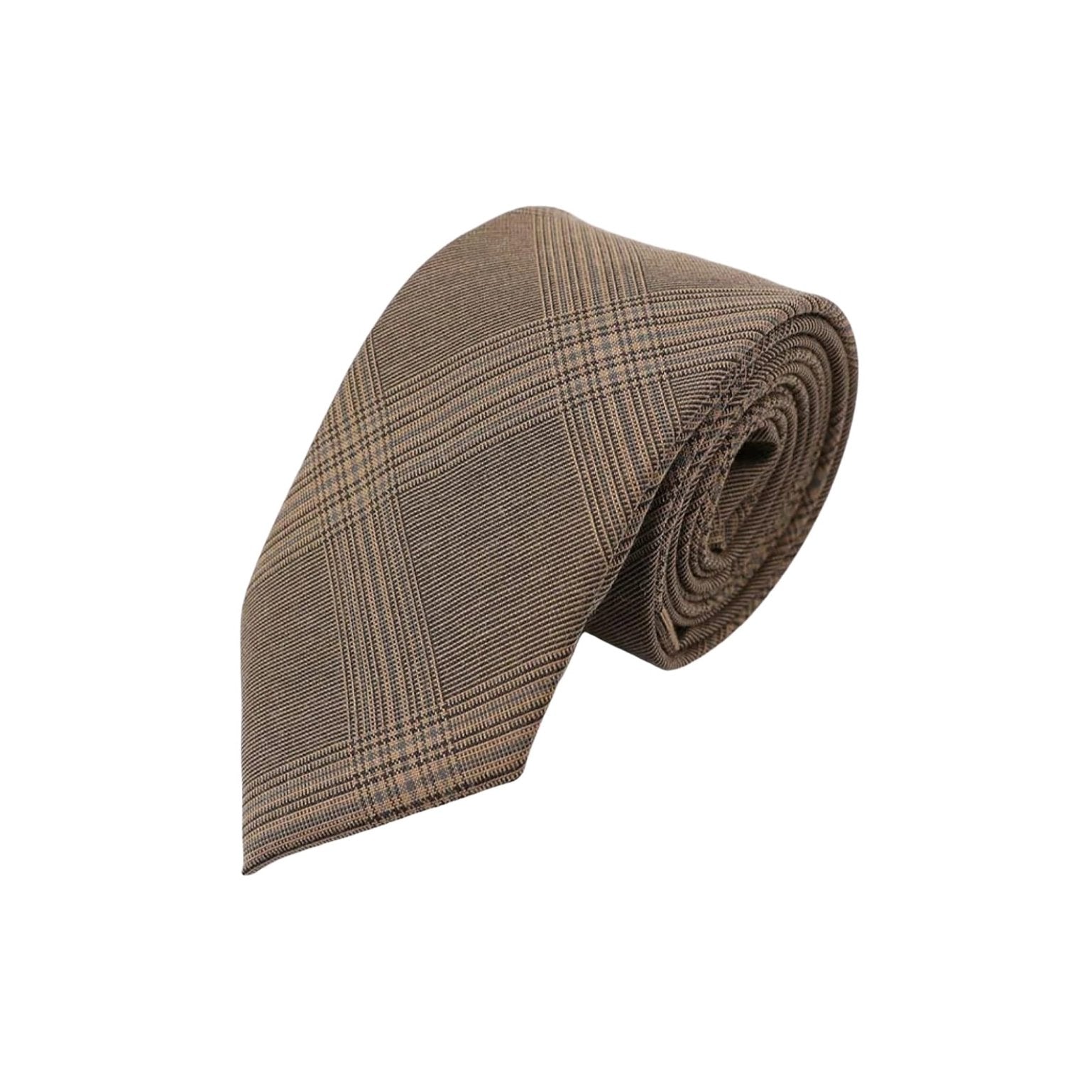 Brown Necktie with Brown Plaid Pattern