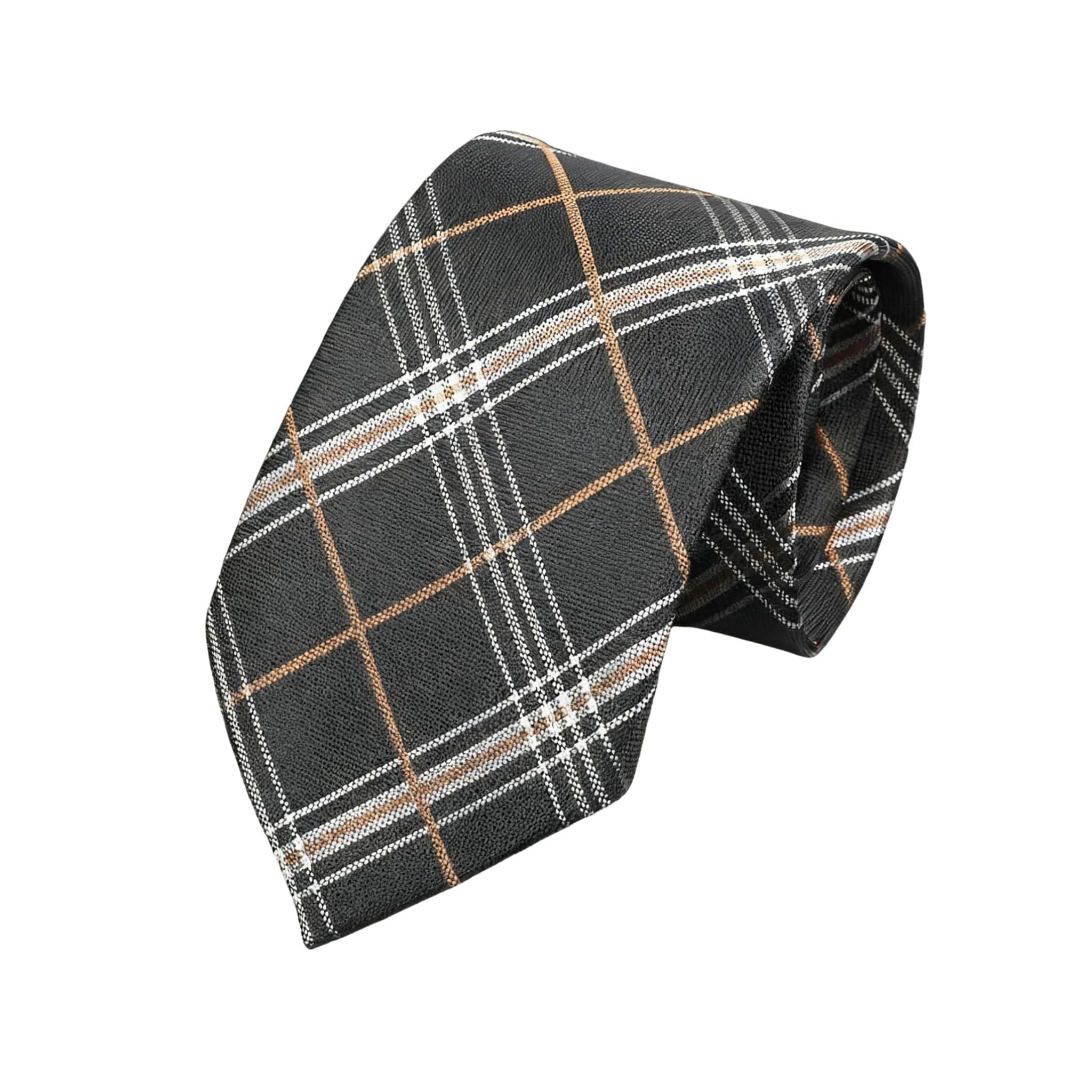 Black Brown Plaid Necktie
