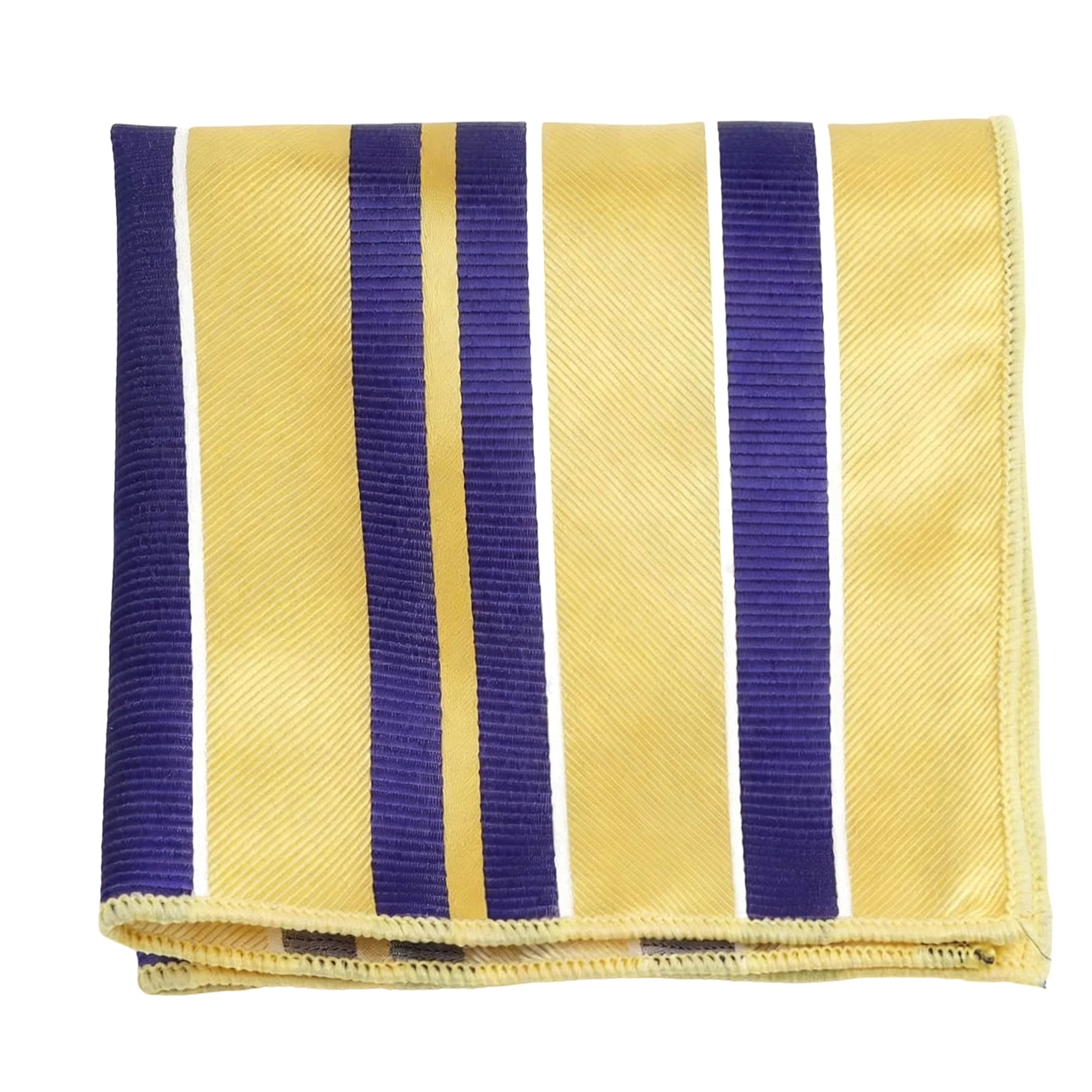 Gold Blue Striped Pocket Square