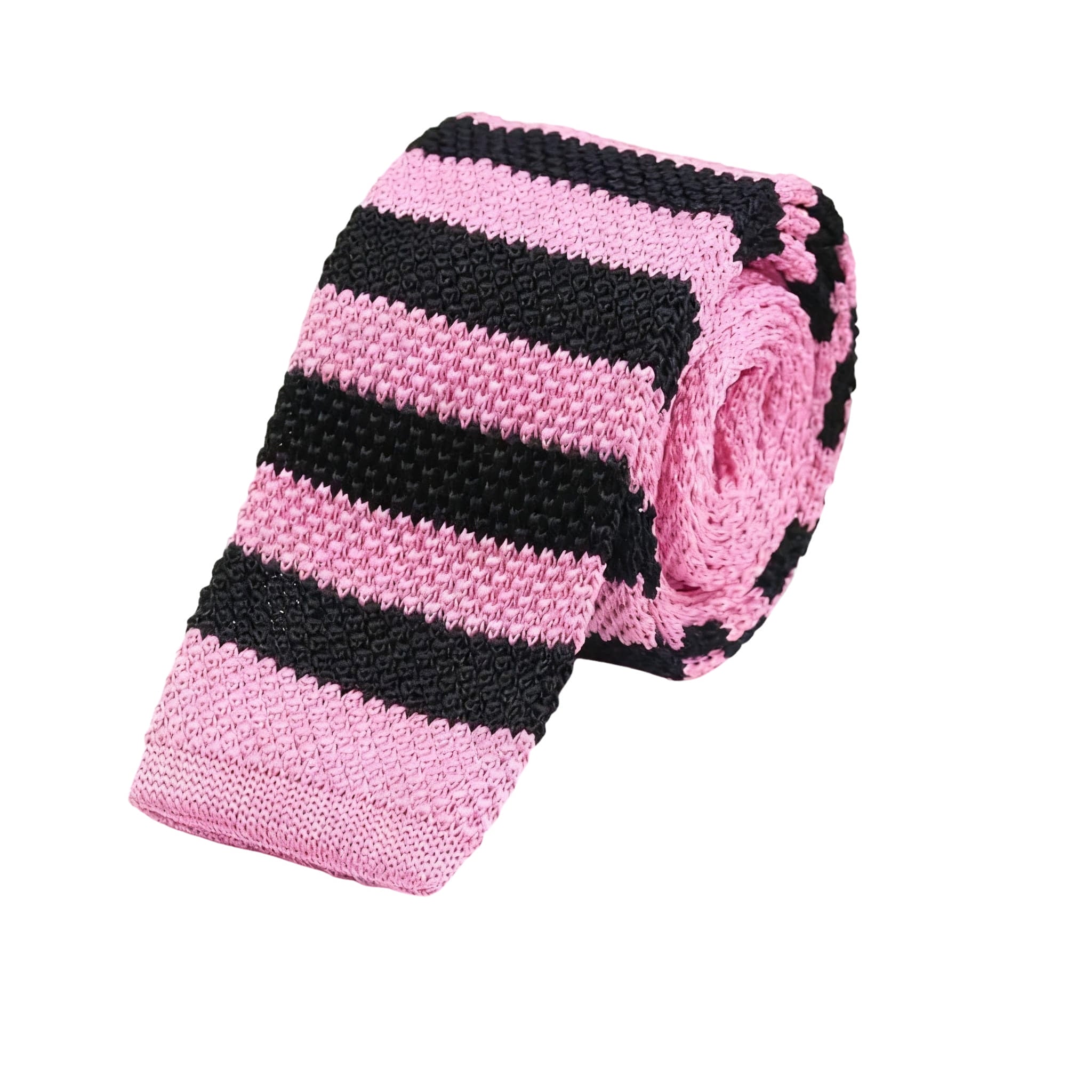 Pink Black Stripe Knitted Necktie