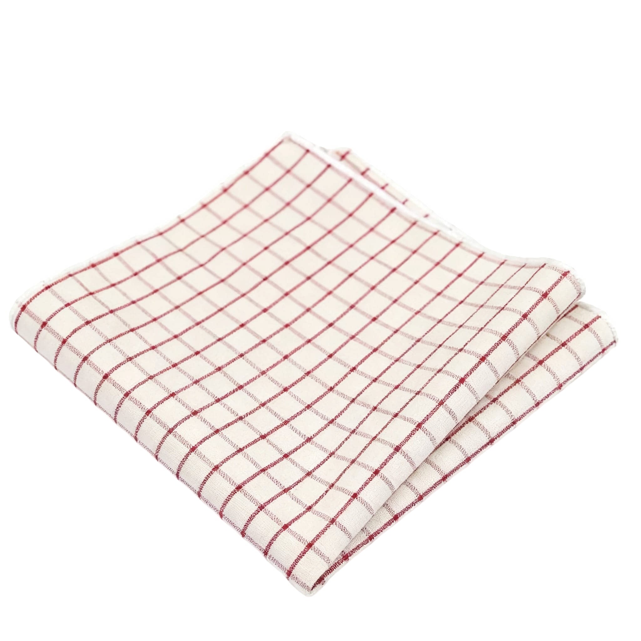 Beige Red Plaid Pocket Square