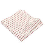 Beige Red Plaid Pocket Square