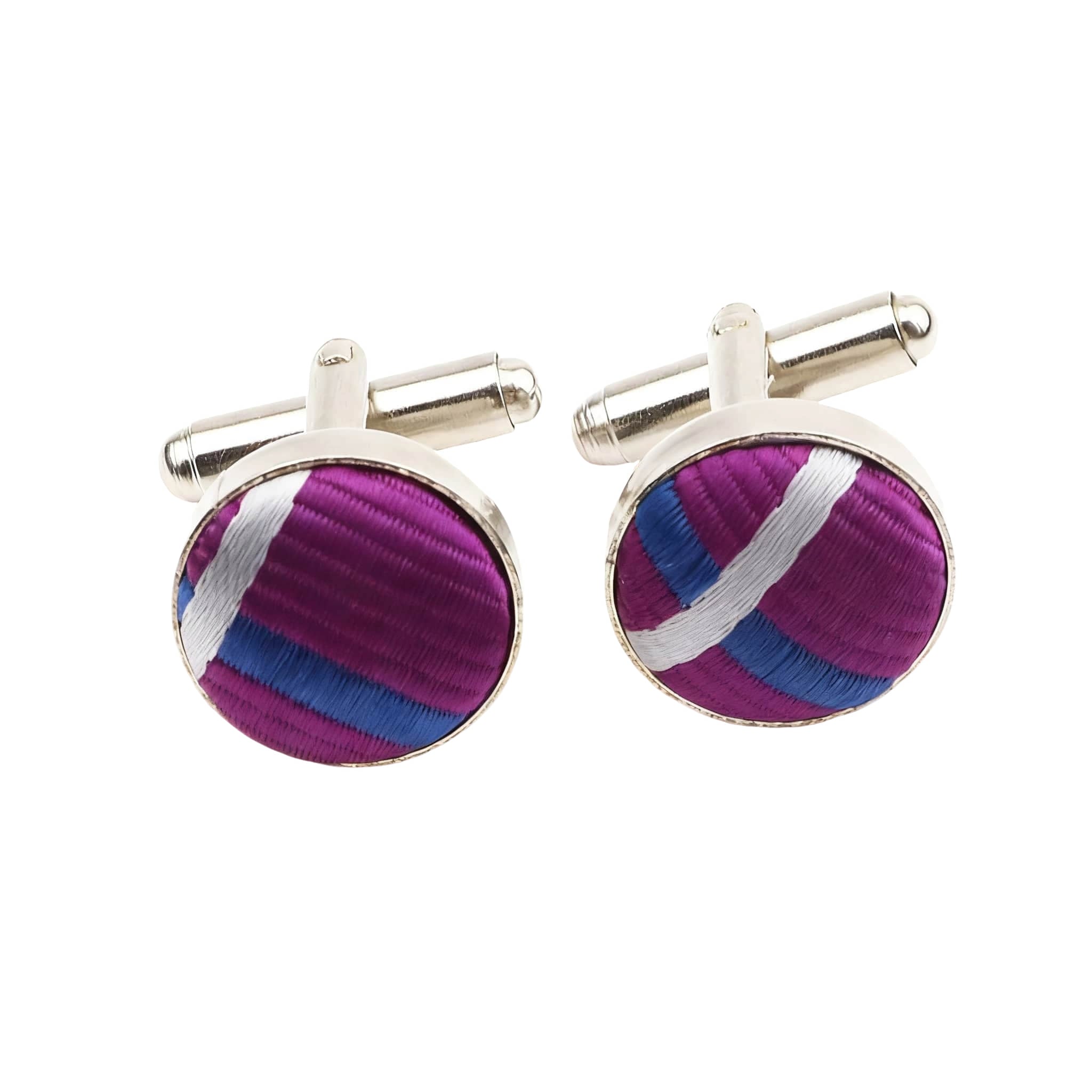 Purple Silver Striped Cufflink