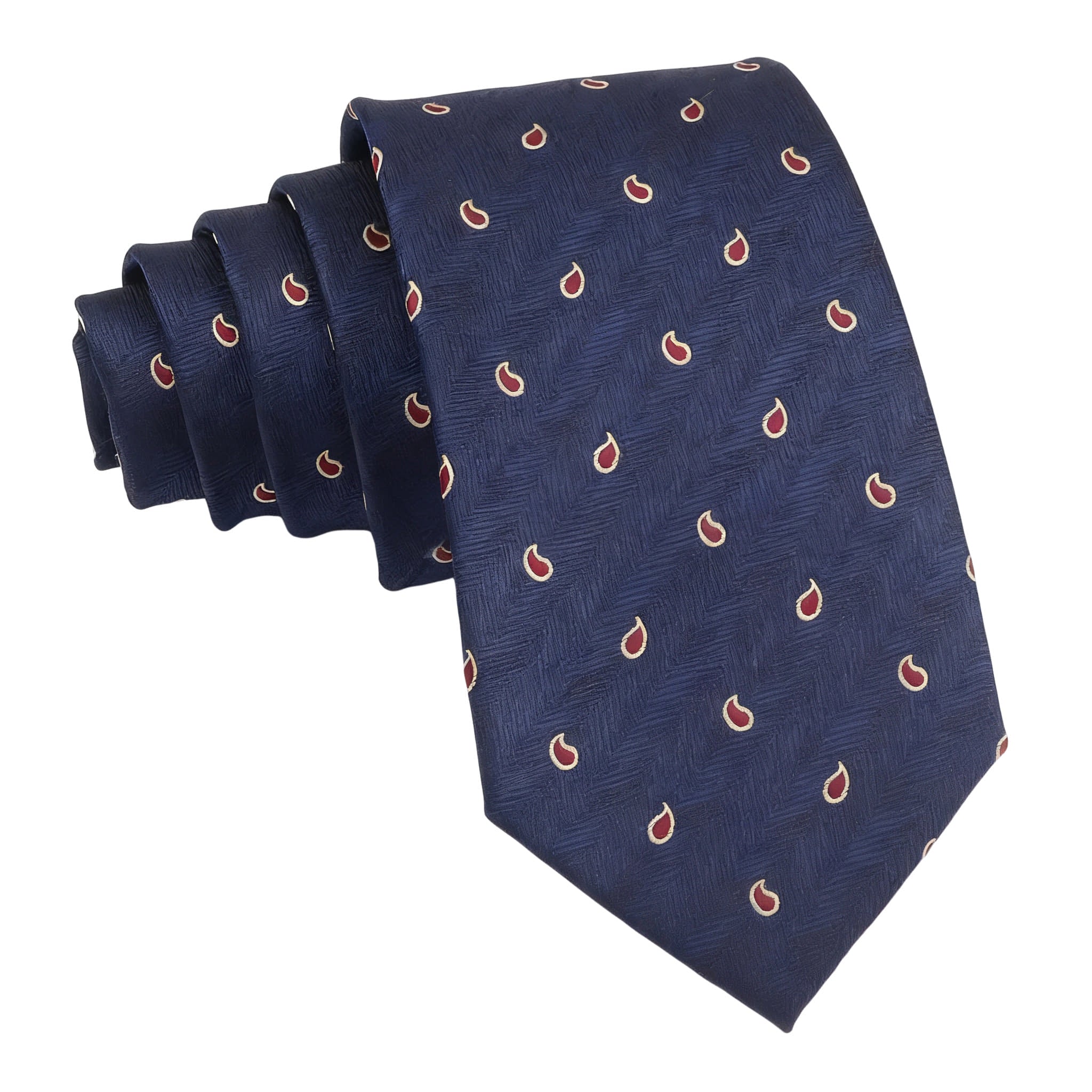 Navy Blue Red Paisley Necktie